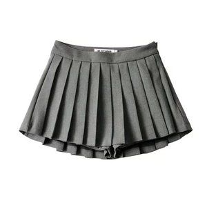 Sexy Women Pleated Skirts High Waist Summer Vintage Mini Skirt Gray